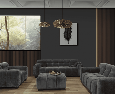 Harlem Steel Velvet Sofa Range - Luxurious Deep Channel Stitching & Soft Textured Boucle Fabric - UK Luxury Furniture